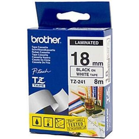 CINTA Brother TZ241 18MMX8M Blanco/BLACK