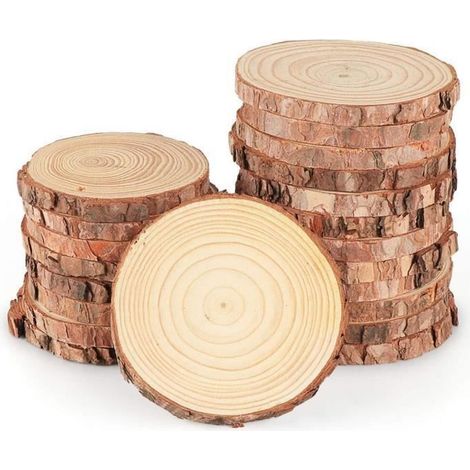 16pcs Rondin de Bois Decoration Naturel 8 -10cm Rond Rondin de Bois Deco Rondelles Bois Noel pour Décoration Noël Bois (1/4)