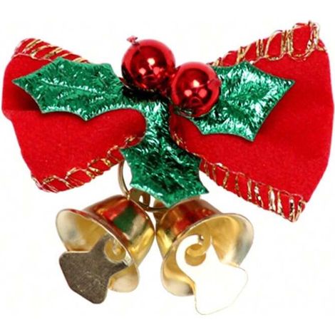 Nœud papillon décoratif pour sapin de Noël, coffret cadeau festif, accessoires de fête, ornements cloche et ruban, lot de décorations de Noël (1/5)