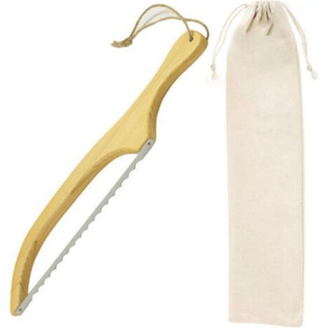 Coltello per il pane, sega per il pane, lunghezza 40 cm, affettatrice in legno con manico ergonomico integrato, adatta per tagliare tutti i tipi di pane, torte, frutta, ecc. (1/4)