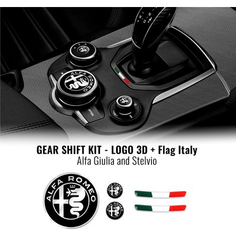 Kit Adesivo Alfa Romeo Loghi + Bandiera Italia per Interno Giulia Stelvio