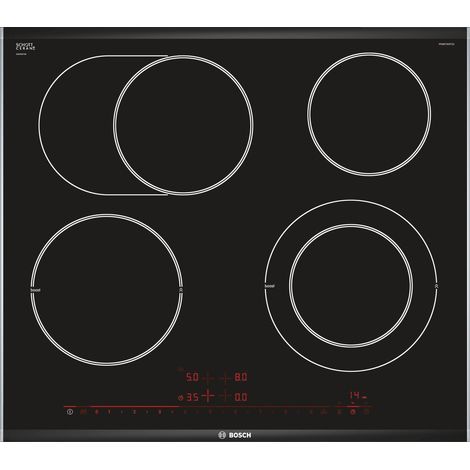 Bosch – Plaque de cuisson 60 cm PKN675DP1D – 4 foyers – Verre céramique noir – Technologie Direct Select Premium – Puissance 8600 W