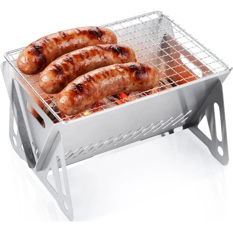 Foldable charcoal grill stainless steel compact size 235492481 (1/5)