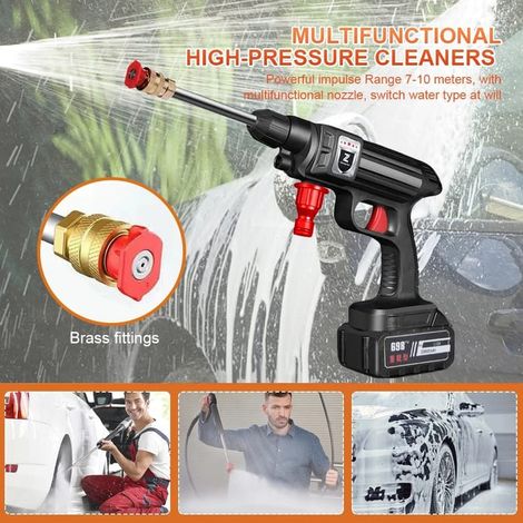 Nettoyeur Haute Pression Sans Fil 1500W 30Bar - Pistolet à Mousse pour Voiture/Maison/Jardin(Batterie Incluse) (1/5)