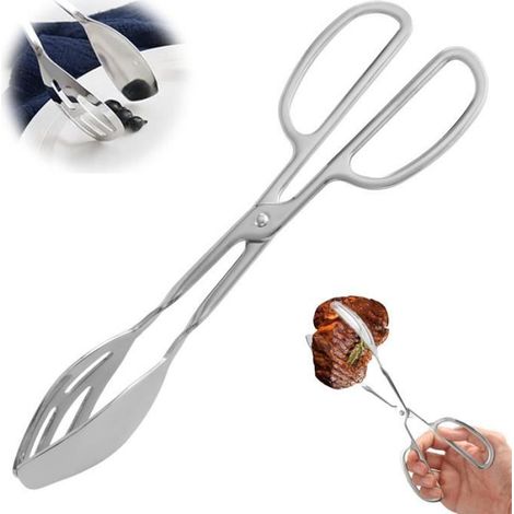 Pince de Cuisine,Pince à Barbecue Anti-brûlure,Pinces alimentaires,Pince de Service,Pince à Griller,pour Saucisse,Steak,Viande,Pain (1/4)