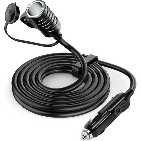 5M Rallonge Allume Cigare,12 V/24 V Prise Allume Cigare, 16 AWG, avec Fusible 15A pour Voiture, Moto, Bateau, Camion, d'aspirateurs de Voiture, Réfrigérateurs de Voiture (5M) (1/4)