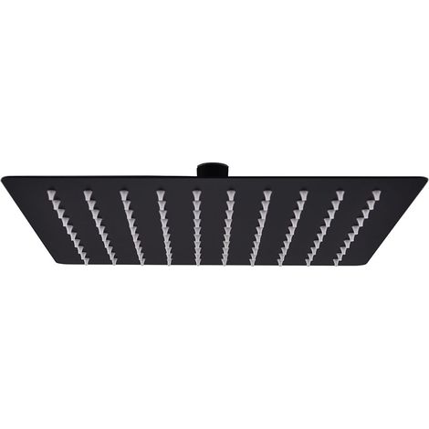 Sollbry Rociador de ducha de lluvia Alcachofa de ducha Accesorio de baño Acero inoxidable 20x20 cm Cuadrado Negro (1/5)