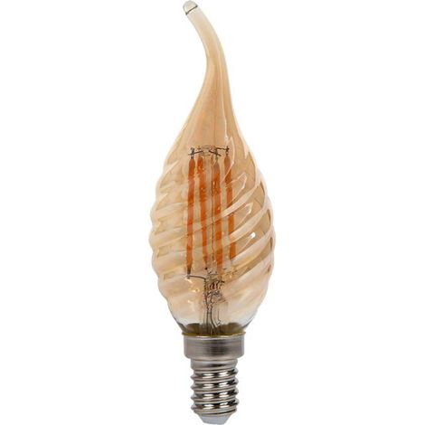 Bombilla LED tipo vela V-TAC E14 de 4 W con filamento de llama trenzada, ámbar, blanco cálido