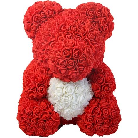 Orsetto rosa 25 cm - rosso con cuore bianco