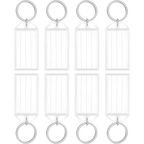 Lot de 20 étiquettes en plastique résistant 5 cm avec identificateurs d'articles blancs avec étiquettes en papier vierges, couvertures transparentes et anneaux fendus (1/5)