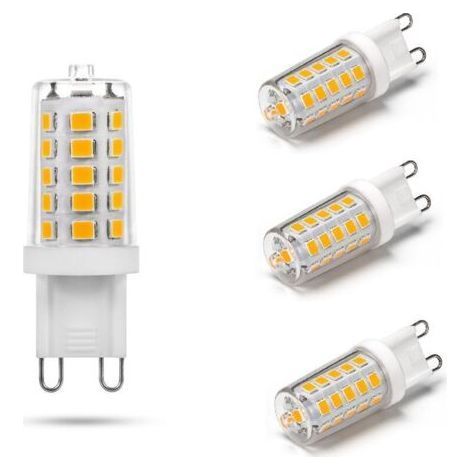 Ampoule LED G9 5W, 500LM, équivalen 50W halogène, Blanc chaud 3000K, 220-240V, CRI 85, NON-Dimmable, Économie d'énergie, Base en céramique, Culot G9 Standard, Lot de 4 [Classe énergétique F] (1/5)