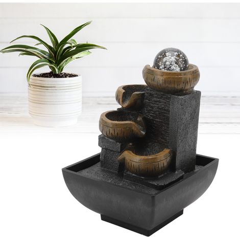 Fontaine de table décorative en résine avec perle lumineuse colorée, ornée d'un jet d'eau. Prise UE 220-240 V. (1/5)