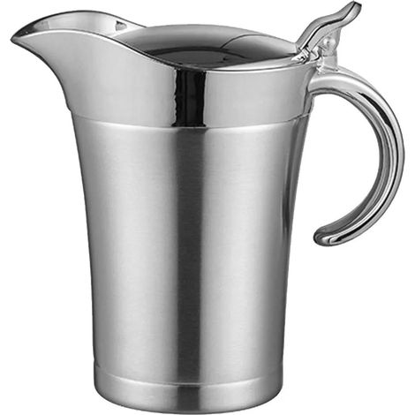 Saucière isotherme en acier inoxydable, double paroi, 750 ml, pour servir sauces, crèmes anglaises, crèmes et jus (750 ml) (1/5)