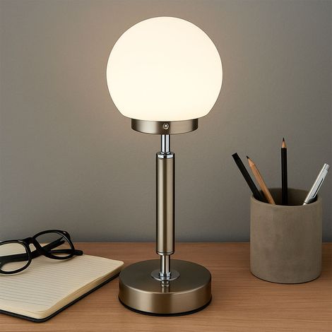 Tischlampe Nachttischlampe Touchdimmer Akku Wohnimmerlampe LED Tischleuchte silber, Lichtfarbe einstellbar, 2,5W 136lm warmweiß-kaltweiß, DxH 11,5 x 28,5 cm