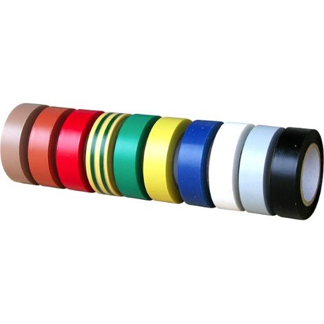 10 rotoli di nastro da elettricista in PVC multicolore OUTIFRANCE
