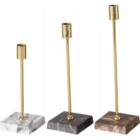 Boltze LAGRO portacandele in metallo finitura marmo nero oro grigio