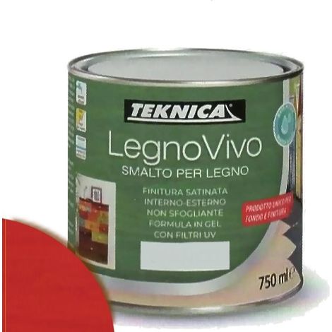 TEKNICA legno vivo smalto all'acqua per legno 750ml in gel vari colori - Colore: ROSSO