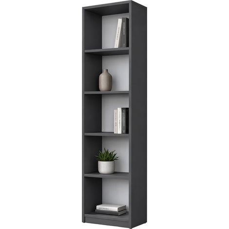 Libreria Clitunno, Biblioteca 4 Ripiani, Installazione Libera, Struttura Verticale, 40x25x162h cm Nero Antracite
