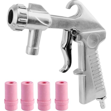 Pistolet de sablage à air comprimé avec 4 buses (4,5 mm/5 mm/6 mm/7 mm) Kit d'outils pour sableuse