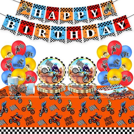 Vaisselle de Fête Anniversaire Motocross, Motocycles Ensemble de Fournitures,Vaisselle moto, Motocycles Vaisselle Anniversaire Décorations Véhicule (1/5)