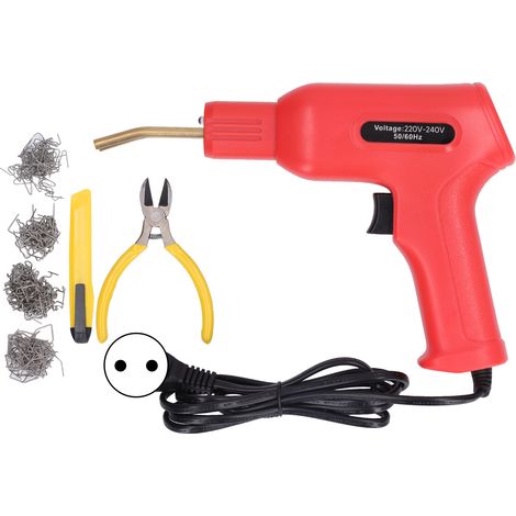 Kit de soudure plastique 50W pour réparation pare-chocs auto, pistolet à agrafes chaudes avec 4 types de clous, rouge, prise EU 220-240V (1/5)
