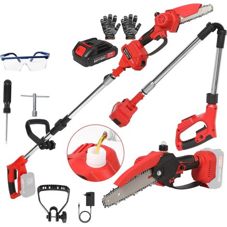 Tronçonneuse électrique à pôle télescopique de 6 pouces, 500 W,21 V,ciseaux de scie à branches hautes, outil électrique d'élagage de jardin (1/5)