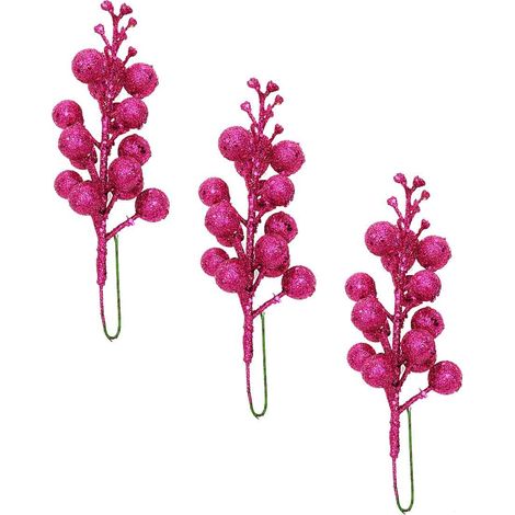 Tiges de baies pailletées de Noël, décorations artificielles de 19,8 cm pour sapin, couronnes de Noël à faire soi-même, loisirs créatifs et décoration de fêtes et d'intérieur