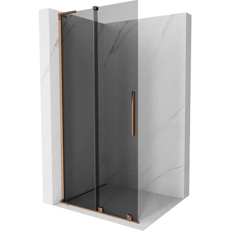 Mexen Velar L paroi de douche coulissante Walk-in 110 x 200 cm, graphite 8 mm, or rose - 871-110-003-43-60 (1/5)