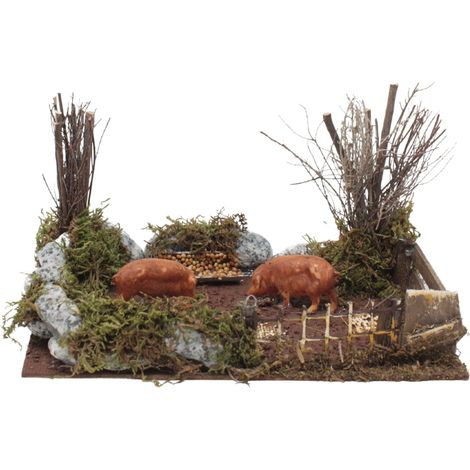 Recinto con Maiali per Presepe 20x14x12 cm 11781 (1/4)