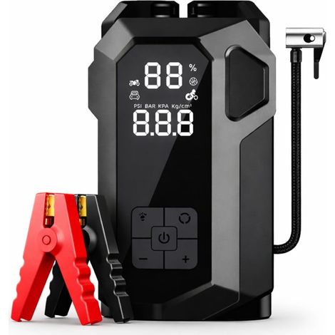 TrAdE Shop Traesio - Avviatore Di Emergenza Multifunzione 4 In 1 Per Auto 12v Con Compressore Torcia Power Bank - (1/5)