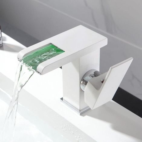 Waschtischarmaturen-LED Wasserfall Einhandmischer Wasserhahn Bad Waschtisch Waschbecken Armatur Waschtischarmatur Wasserfall Badarmaturen
