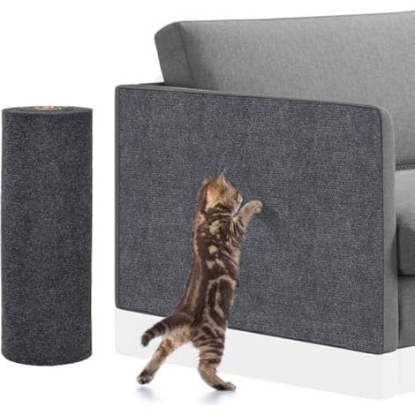 Auto-adhésif griffoir 30 cm x 100 cm, protection canapé, DIY griffoir mural, anti-rayures meuble, tapis à griffer chat (Gris foncé)
