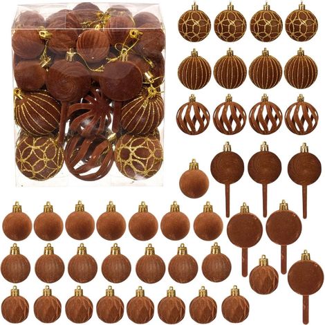 Boules De Noël - Lot De 42 Boules En Velours Flocké - Décorations Pour Arbre De Noël - Usage Intérieur Et Extérieur - 6 Cm (1/5)