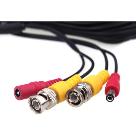 Câble siamois d'alimentation vidéo BNC de 10 m (32 pi) pour kit DVR de caméra de surveillance (1/5)