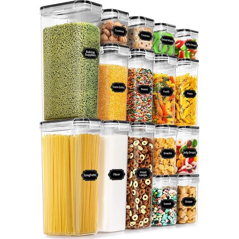 Ensemble de 16 boîtes hermétiques, étanches et empilables avec couvercles, idéales pour l'organisation de la cuisine et du plan de travail.-AquaForge