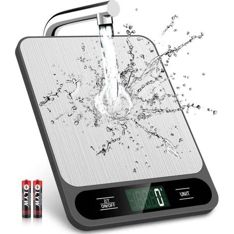 Balance de cuisine numérique, 10 kg/22 lbs, double unité grammes et onces, adaptée à la préparation du café, 6 graduations, avec fonction tare, écran LCD, construction en acier inoxydable facile à net