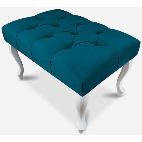 Banc, bout de lit capitonné turquise 60x40x40 cm (1/4)