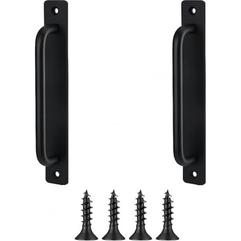 2 Pièces Poignée Meuble, Poignée Porte Coulissante en Aluminium - Anti-Rouille Poignee de Porte Pour Armoire, Tiroir, Garage, Armoires, Balcon, Jardin (Interieur et Exterieur) (148mm, Noir) (1/4)