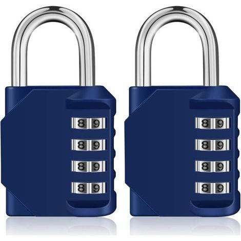 Cadenas Code Casier, 4 chiffre Cadena a combinaison pour vestiaire sport, scolaire, college, exterieur Serrure a numero pour portail, abri de jardin (2 pièces, bleu) (1/5)