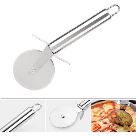 2 coltelli per pizza in acciaio inossidabile, utensili per tagliare dolci e prodotti da forno.