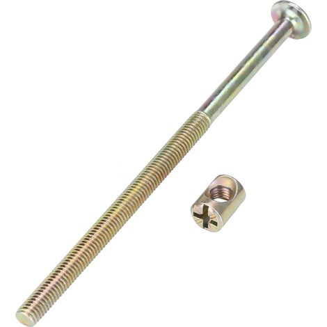 Paquete de 10 tornillos de cabeza cilíndrica de acero al carbono M6 de 120 mm para muebles, con tuercas cilíndricas de 6 mm. (1/5)