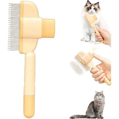 Spazzola per cani e gatti, spazzola autopulente per cani con pulsante di attivazione (arancione) (1/4)