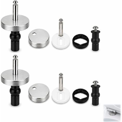 2 Pièces Fixation Abattant WC, Charnière Dégagement Rapide Siège Toilette avec Vis en Caoutchouc et Acier Inoxydable, Boulons de Remplacement pour Abattant WC à Dégagement Rapide Universel (1/5)