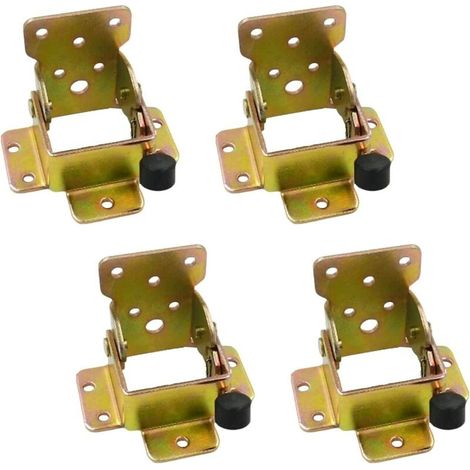 90 Degrés Charnière Pliante Autobloquante Supports de Pieds de Table Rabattable Support Pliable Raccords de Jambe Accolade de Coin pour établi Pliant en Fer avec Jaune Paquet de 4 (1/4)
