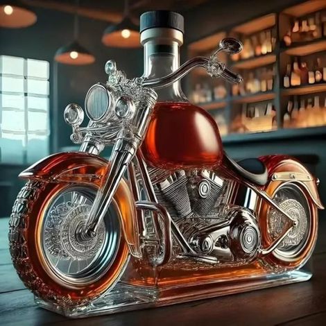 Carafe À Whisky - Verre Trempé 500 Ml - Design Moto Vintage - Pour Dégustation Maison Ou Restaurant - 1 Pièce (1/5)