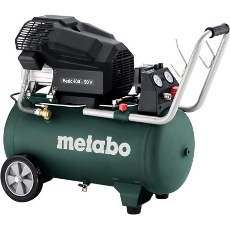 Metabo Mega 601526000 - Compresor (400-50 W (con 3 acopladores universales, para corriente alterna monofásica, compresor de pistón lubricado con aceite, accesorios de taller)