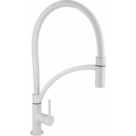 Grifo mezclador de cocina de silicona blanca mate con caño giratorio Pollini Jessy SHOP0000082  Blanco mate (1/5)