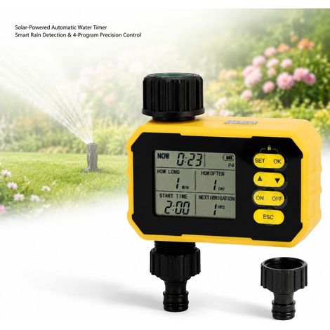 Timer per irrigazione solare Toivize - Sensore pioggia - Autonomo, USB-C, Filtro anti-intasamento per giardino e balcone (1/4)