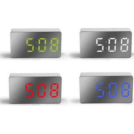 Réveil miroir LED, réveil numérique, mini réveil électronique multifonctionnel pour chambre, salon ou bureau (1/5)