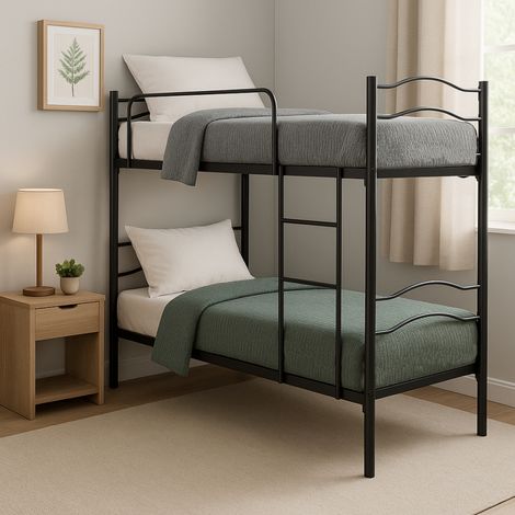 letto a castello con rete a doghe 2 cuscini e 2 materassi, 203x145,5x83 cm
